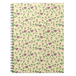 Paarse tulpen op gele achtergrond notitieboek