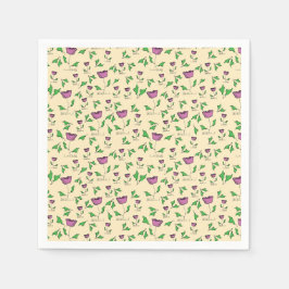 Paarse tulpen op gele achtergrond servet