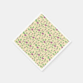 Paarse tulpen op gele achtergrond servet (Hoek)