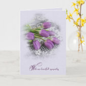 Paarse Tulpen op Lace Sympathiekaart Kaart (Gele Bloem)