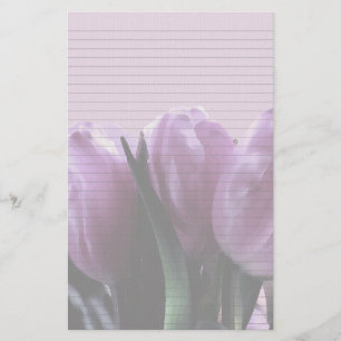 Paarse tulpen optioneel gevoerd notitiepapier briefpapier