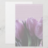 Paarse tulpen optioneel gevoerd notitiepapier briefpapier (Voorkant / Achterkant)