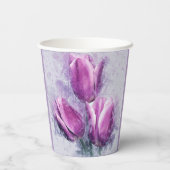 Paarse Tulpen Papieren Bekers (Achterkant)