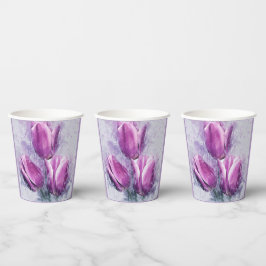 Paarse Tulpen Papieren Bekers