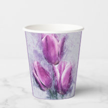 Paarse Tulpen Papieren Bekers
