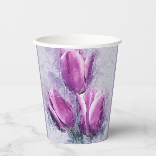Paarse Tulpen Papieren Bekers (Voorkant)