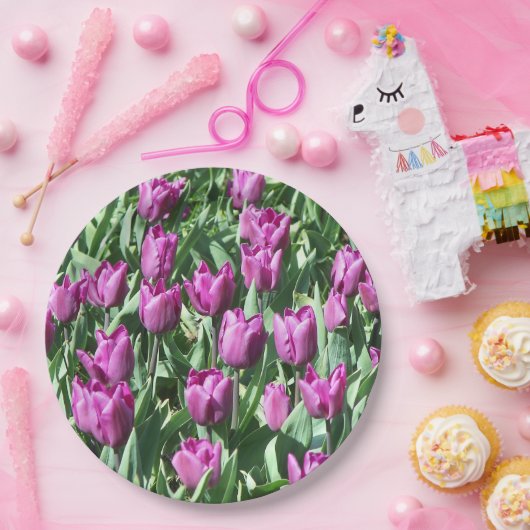 Paarse Tulpen Papieren Bordje (Feest)