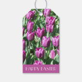 Paarse Tulpen Pasen Cadeaulabel (Voorkant)
