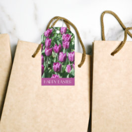 Paarse Tulpen Pasen Cadeaulabel