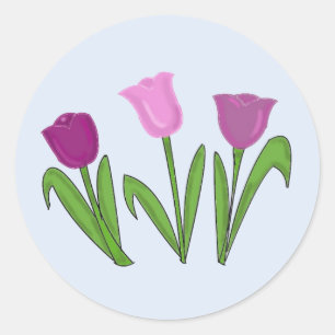 Paarse Tulpen Ronde Sticker