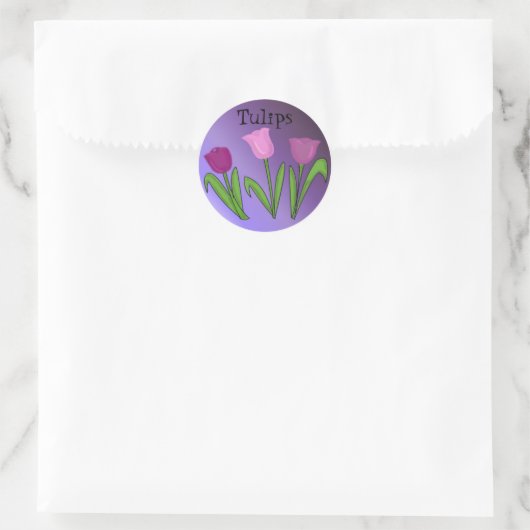 Paarse Tulpen Ronde Sticker (Tas)