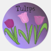Paarse Tulpen Ronde Sticker (Voorkant)