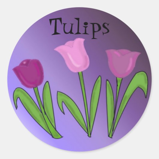 Paarse Tulpen Ronde Sticker (Voorkant)
