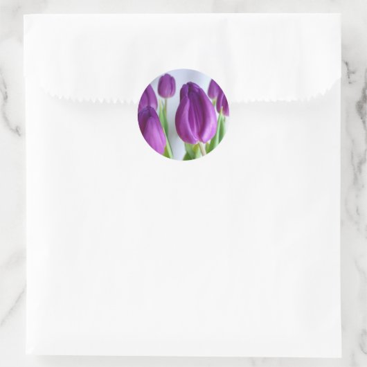 Paarse Tulpen Ronde Sticker (Tas)