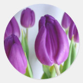 Paarse Tulpen Ronde Sticker (Voorkant)