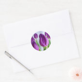 Paarse Tulpen Ronde Sticker (Envelop)