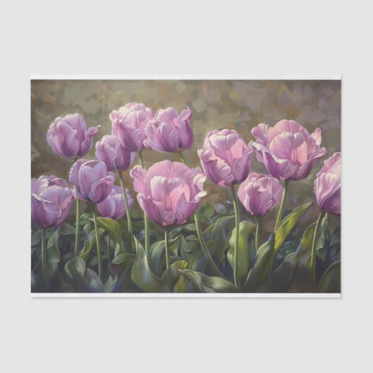 Paarse Tulpen Schilderen Botanische Decoupage Tissuepapier (Voorkant)