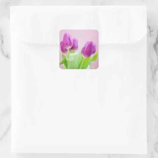 Paarse tulpen sticker (Tas)