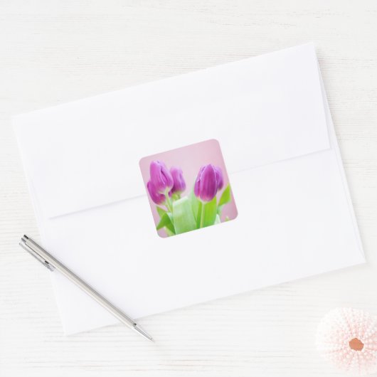 Paarse tulpen sticker (Envelop)