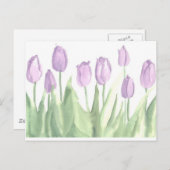Paarse Tulpen Tuin Waterverf Bloemen Briefkaart (Voorkant / Achterkant)