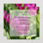 Paarse tulpen uitnodigingen voor 50-jarig huwelijk (Voorkant / Achterkant)