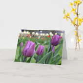 Paarse Tulpen - Verjaardag Kaart -Aanpassen (Gele Bloem)