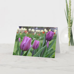 Paarse Tulpen - Verjaardag Kaart -Aanpassen