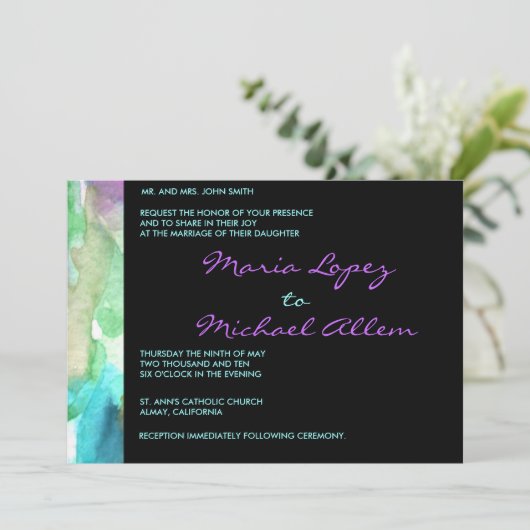 Paarse Tulpen - Verloving voor het uitnodigen van  Kaart (Staand voorkant)