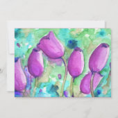 Paarse Tulpen - Verloving voor het uitnodigen van  Kaart (Achterkant)