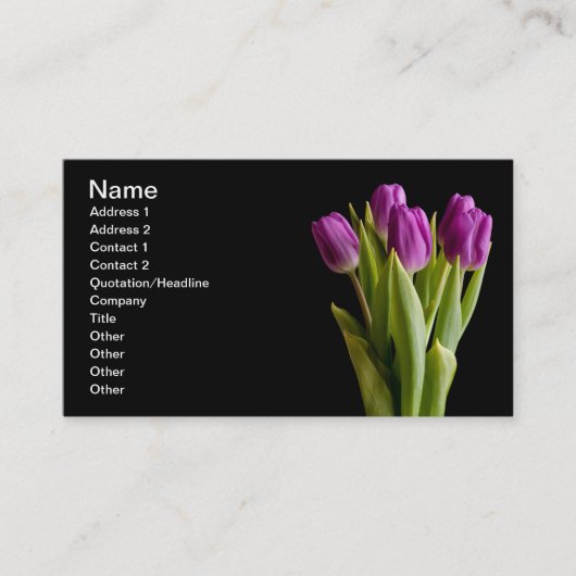 Paarse tulpen visitekaartje (Voorkant)