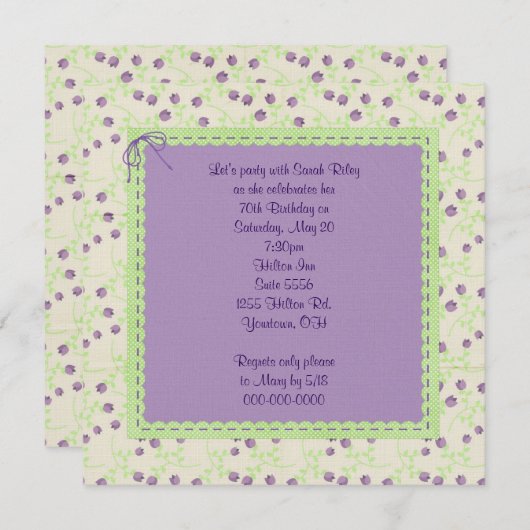 Paarse tulpen voor Verjaardag Uitnodigen Kaart (Voorkant / Achterkant)