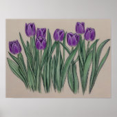 Paarse Tulpen Waterverf Bloem Poster (Voorkant)