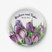 Paarse Tulpen - Waterverf bruiloft/douche Papieren Bordje (Voorkant)