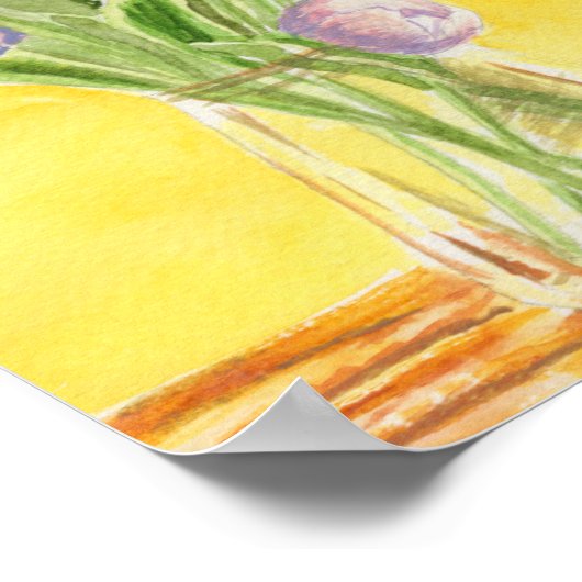 Paarse Tulpen Waterverf Poster (Hoek)