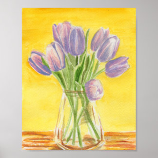 Paarse Tulpen Waterverf Poster