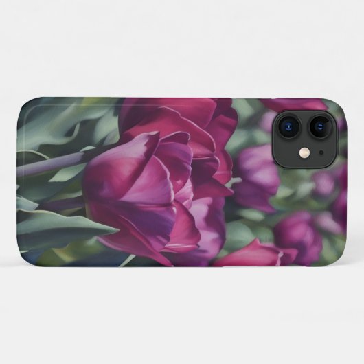 Paarse Tulpen Waterverf Stijl Kunst Telefoon Case (Achterkant (horizontaal))