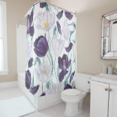 Paarse tulpen: wit realisme. douchegordijn (In situ)