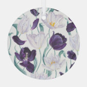 Paarse tulpen: wit realisme. glas ornament (Achterkant)