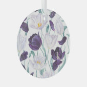 Paarse tulpen: wit realisme. glas ornament (Voorkant Rechts)