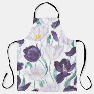 Paarse tulpen: wit realisme. schort