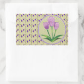 Paarse tulpenbloem patroon schattig rechthoekige sticker (Tas)