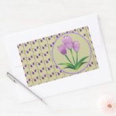 Paarse tulpenbloem patroon schattig rechthoekige sticker (Envelop)