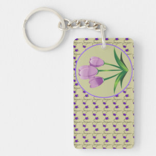Paarse tulpenbloem patroon schattig sleutelhanger
