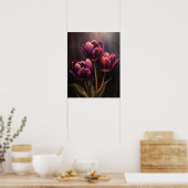 Paarse Tulpenbloemen Art Print Poster (Keuken)