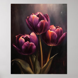 Paarse Tulpenbloemen Art Print Poster