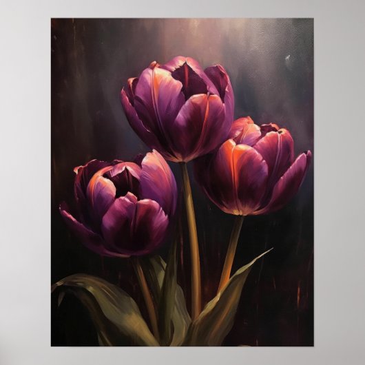 Paarse Tulpenbloemen Art Print Poster (Voorkant)