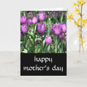 paarse tulpenmoederdag kaart (Gele Bloem)