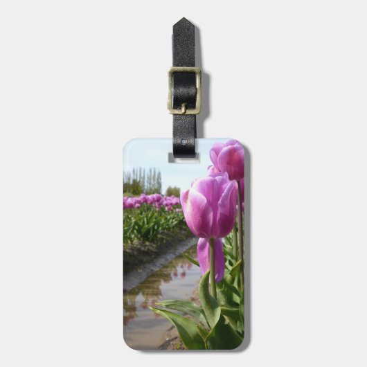 Paarse Tulpvelden en reflecties Bagagelabel (Voorkant verticaal)