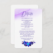 Paarse Turkoois Oranje Trouwdetails Kaart (Voorkant / Achterkant)