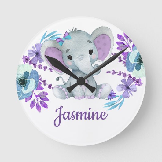 Paarse turkooizen Acrylwandklok, rond (medium Ronde Klok (Voorkant)